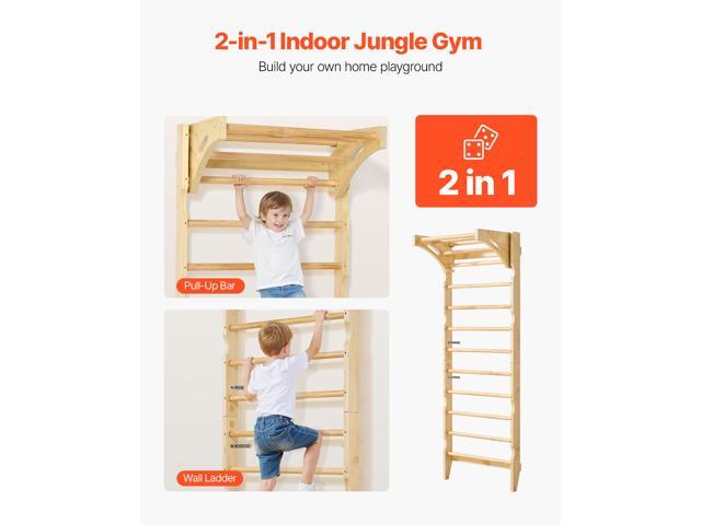 VEVOR Swedish Ladder Wall Gym 2-in-1 10-Level 220 LBS Loading Indoor Jungle Gym