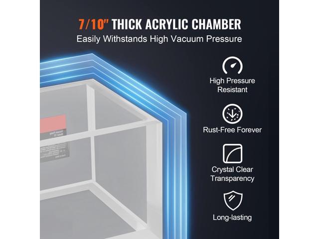 2 Gallon Vacuum Chamber, Upgraded Multipurpose Acrylic Vacuum Degassing Chamber, Transparent Vacuum Chamber, for Resin Degassing, Silica Gel...