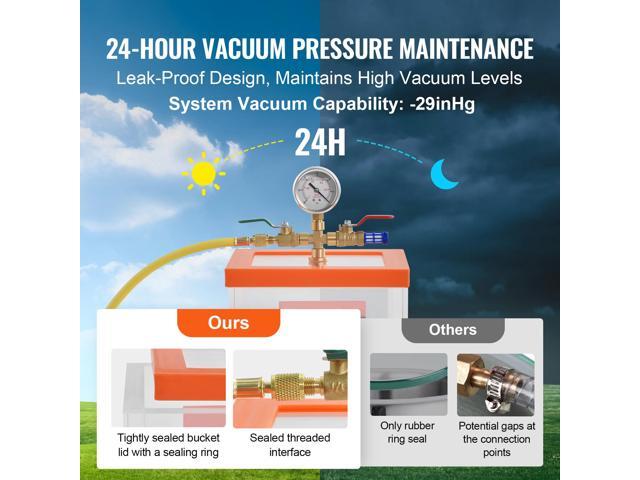 2 Gallon Vacuum Chamber, Upgraded Multipurpose Acrylic Vacuum Degassing Chamber, Transparent Vacuum Chamber, for Resin Degassing, Silica Gel...