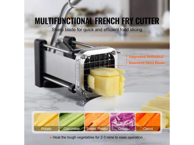 French Fry Cutter, Potato Slicer with 1/2-Inch and 3/8-Inch Stainless Steel Blades, Manual Potato Cutter Chopper with Suction Cups, Great for...