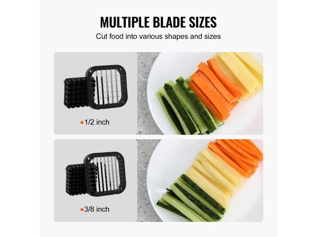French Fry Cutter, Potato Slicer with 1/2-Inch and 3/8-Inch Stainless Steel Blades, Manual Potato Cutter Chopper with Suction Cups, Great for...
