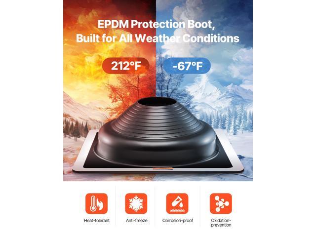 2 Pcs Roof Pipe Flashing Boots, Fit Pipe OD 6-3/4' to 14', Flexible EDPM Roofing Jack Pipe Flashing, High Temp -67 to 212, Endurable Metal Base,...