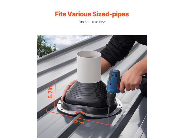 2 Pcs Metal Roof Pipe Flashing Boots Fit 6' - 11' Pipe High Temp Black EDPM