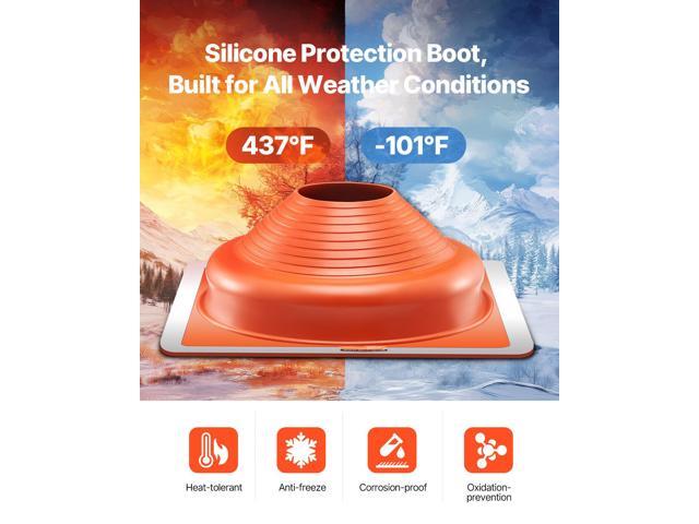 2Pcs Roof Pipe Flashing Boots, Fit Pipe OD 6-3/4' to 14', Flexible Silicone Roofing Jack Pipe Flashing, High Temp -101 to 437, Square Metal Base,...