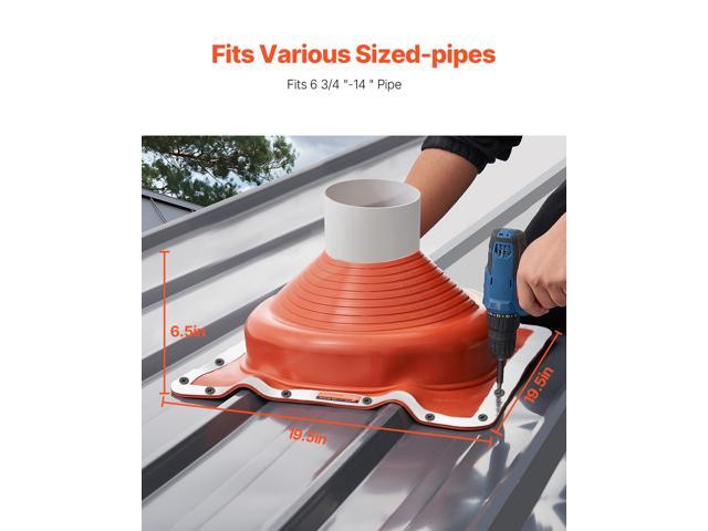 2Pcs Roof Pipe Flashing Boots, Fit Pipe OD 6-3/4' to 14', Flexible Silicone Roofing Jack Pipe Flashing, High Temp -101 to 437, Square Metal Base,...