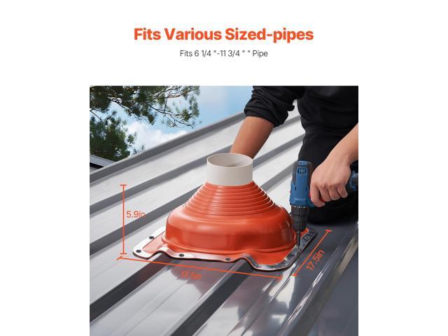2 PCs Roof Pipe Flashing Boots, Fit Pipe OD 6-1/4' - 11-3/4', Flexible Silicone Roofing Jack Pipe Flashing, High Temp -101 - 437, Square Metal...
