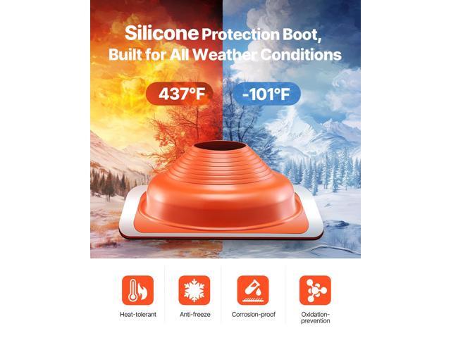 2 PCs Roof Pipe Flashing Boots, Fit Pipe OD 6-1/4' - 11-3/4', Flexible Silicone Roofing Jack Pipe Flashing, High Temp -101 - 437, Square Metal...