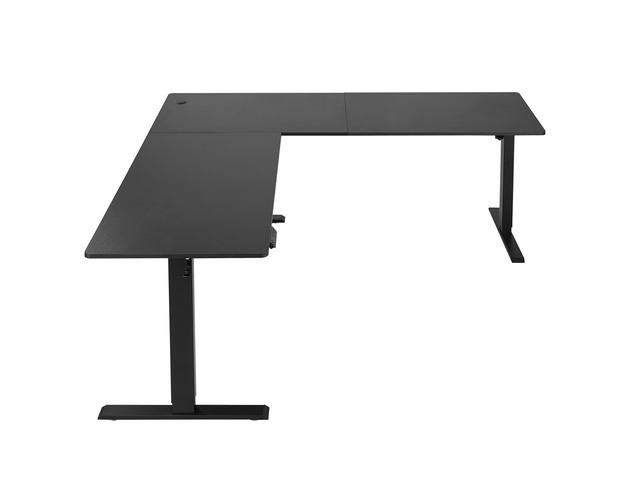 L Shaped Desk, Electric Adjustable Height Corner Gaming Desk with Dual Hooks, Heavy Duty Carbon Steel L-Shaped Computer Table with Power Outlets...