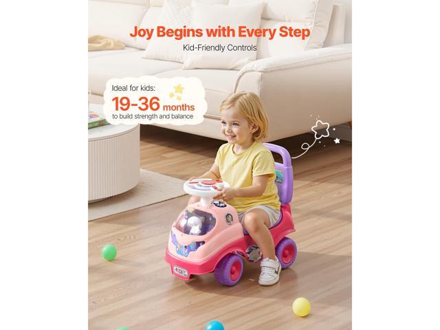 Ride On Toddler Push Car, Push Car for Toddler 19 to 36 Months, Kids Ride On Toy with Horn & Music, 48.5 lbs Load Capacity, Under-seat Storage,...