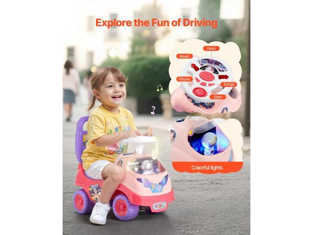 Ride On Toddler Push Car, Push Car for Toddler 19 to 36 Months, Kids Ride On Toy with Horn & Music, 48.5 lbs Load Capacity, Under-seat Storage,...