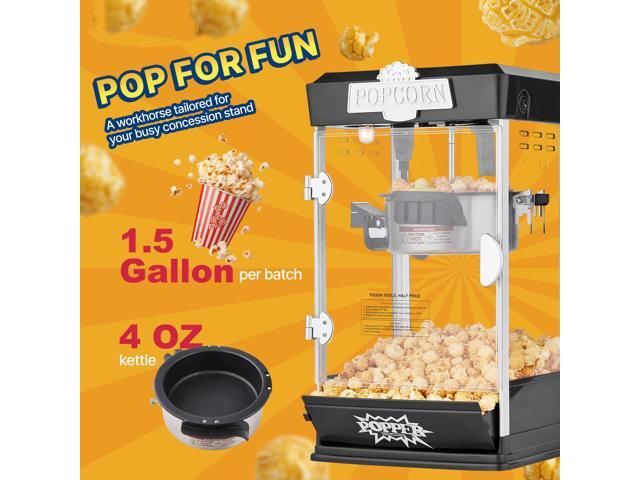 Popcorn Maker, 480W Popcorn Popper Machine, 4 Oz Kettle Makes 1.5 Gallon per Batch, Tabletop Popcorn Maker, Includes 3 Scoops, Movie Theater Style,...