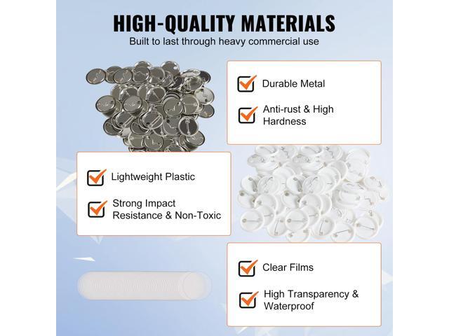 500 Sets 1.25 inch 32mm Pin Back Button Parts, DIY Round Button Badge Parts, Set Includes Metal Top, Plastic/Metal Button, Clear Film, and Blank...