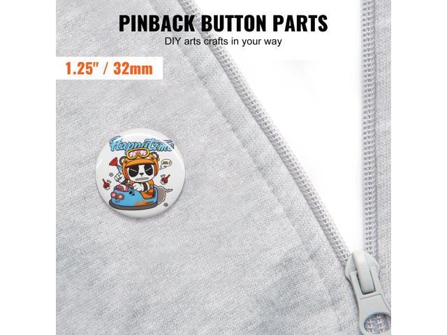 500 Sets 1.25 inch 32mm Pin Back Button Parts, DIY Round Button Badge Parts, Set Includes Metal Top, Plastic/Metal Button, Clear Film, and Blank...