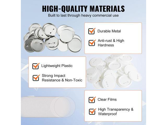 200 Sets 3 inch 75mm Pin Back Button Parts, DIY Round Button Badge Parts, Set Includes Metal Top, Plastic/Metal Button, Clear Film, and Blank Paper...