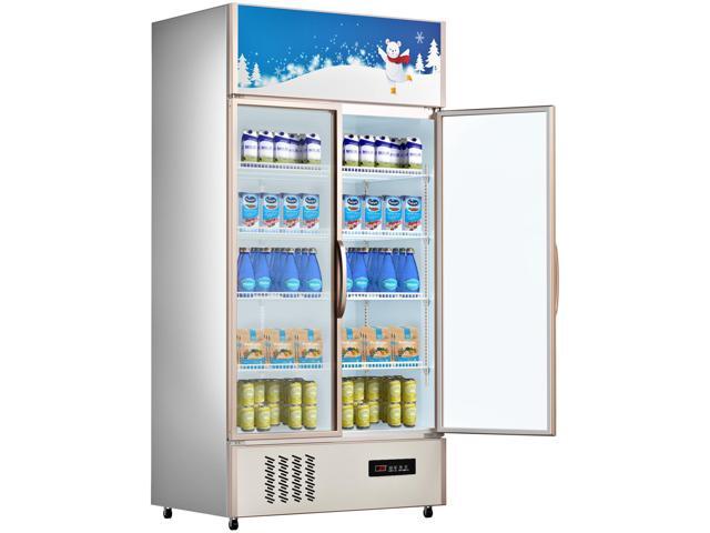 Commercial Refrigerator, Display Fridge Upright Beverage Cooler, Glass Door with LED Light for Home, Store, Gym or Office, (23 cu. ft Double Swing...