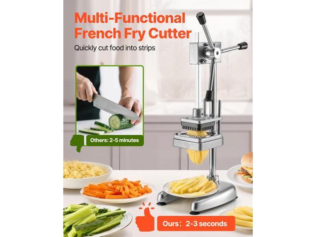 Commercial French Fry Cutter, Stainless Steel Vegetable Fruit Chopper with 3 Replacement Blades 1/2-Inch 3/8-Inch 1/4-Inch, Manual Potato Slicer...