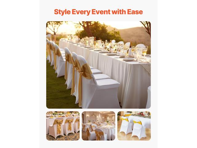 150 Pcs White Chair Covers, Polyester Spandex Chair Cover, Stretch Slipcovers for Wedding Party Dining Banquet Flat-Front Chair Covers, Fits Chair...