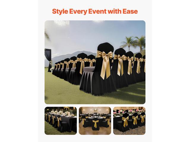 VEVOR 30 Pcs Black Chair Covers, Polyester Spandex Chair Cover, Stretch Slipcovers for Wedding Party Dining Banquet Flat-Front Chair Covers, Fits...