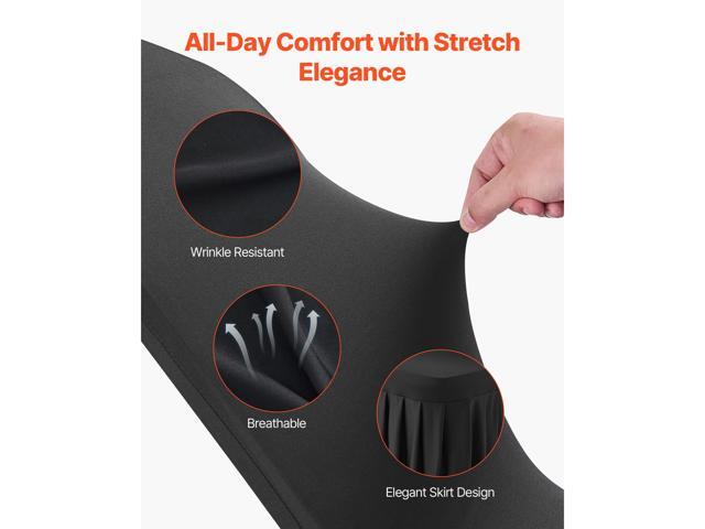 VEVOR 30 Pcs Black Chair Covers, Polyester Spandex Chair Cover, Stretch Slipcovers for Wedding Party Dining Banquet Flat-Front Chair Covers, Fits...