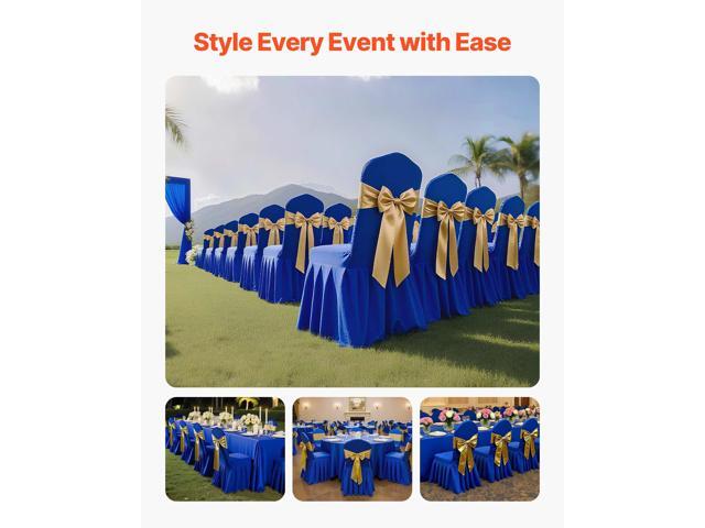 30 Pcs Blue Chair Covers, Polyester Spandex Chair Cover, Stretch Slipcovers for Wedding Party Dining Banquet Flat-Front Chair Covers, Fits Chair...
