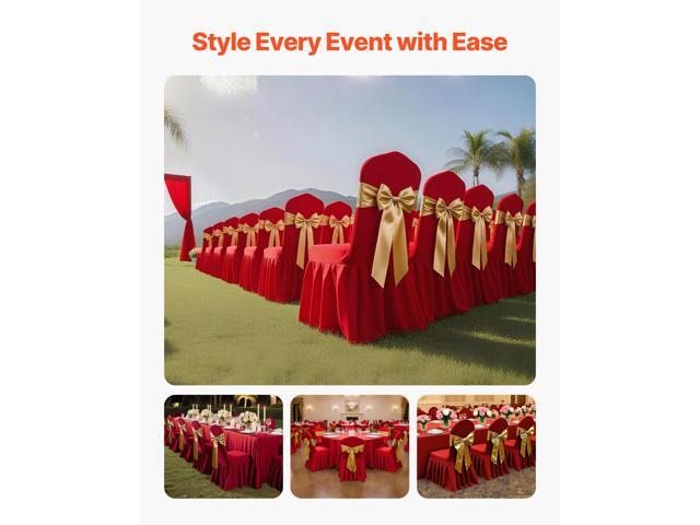 VEVOR 30 Pcs Red Chair Covers, Polyester Spandex Chair Cover, Stretch Slipcovers for Wedding Party Dining Banquet Flat-Front Chair Covers, Fits...