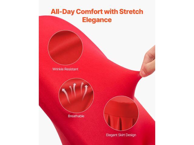 VEVOR 30 Pcs Red Chair Covers, Polyester Spandex Chair Cover, Stretch Slipcovers for Wedding Party Dining Banquet Flat-Front Chair Covers, Fits...