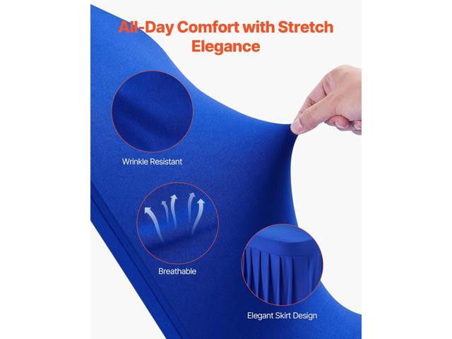 30 Pcs Blue Chair Covers, Polyester Spandex Chair Cover, Stretch Slipcovers for Wedding Party Dining Banquet Flat-Front Chair Covers, Fits Chair...
