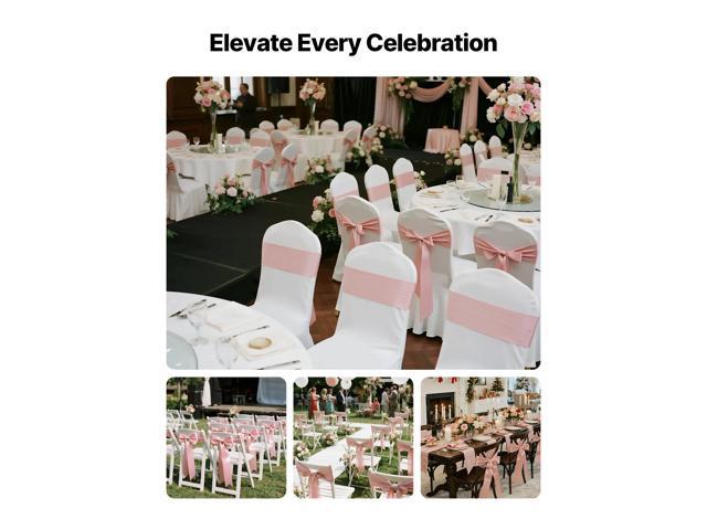 Satin Chair Sashes Bows, 100PCS Chair Ribbon Ties Back Sash, 7 x 108 inch, Rose Gold Wedding Reception Decoration, for Wedding Ceremony Baby Shower...