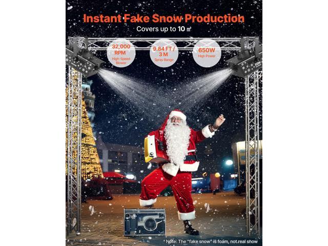Snow Machine, 650W Handheld/Hanging Fake Snow Maker, Snowmaking Machine with Portable Handle, Outdoor & Indoor Artificial Snowflake Maker for DJ...