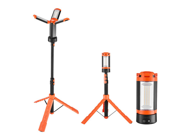 LED Work Light with Stand, 10Ah, Rechargeable Cordless Camping Light, with 3 Lamp Heads, Detachable Tripod Stand, 2200 Lumens 3000K-6500K Dimmable,...