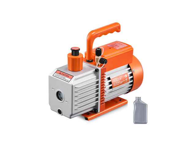 Vacuum Pump, 6 CFM, HVAC 2 Stage Rotary Vane Vacuum Pump, for R134a R22 R410a Systems, Auto AC Vacuum Pump Kit with Oil Bottle, for Automotive Air...