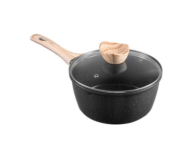 2.5 QT Saucepan, Nonstick Saucepan with Tempered Glass Lid, Multipurpose Cooking Sauce Pot with Detachable Handle, Sauce Pan Small Kitchen Cooking...