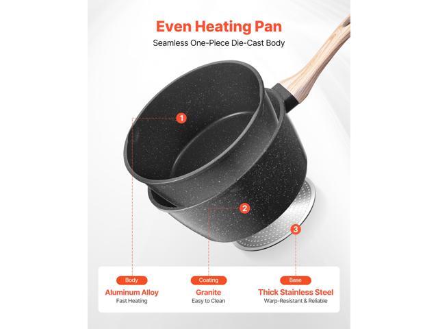 2.5 QT Saucepan, Nonstick Saucepan with Tempered Glass Lid, Multipurpose Cooking Sauce Pot with Detachable Handle, Sauce Pan Small Kitchen Cooking...