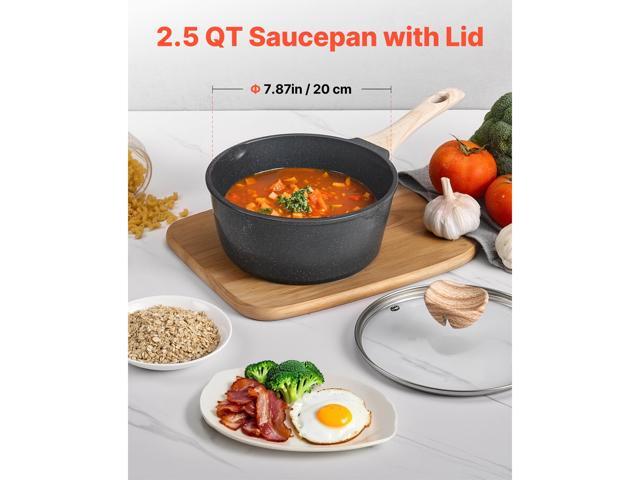 2.5 QT Saucepan, Nonstick Saucepan with Tempered Glass Lid, Multipurpose Cooking Sauce Pot with Detachable Handle, Sauce Pan Small Kitchen Cooking...