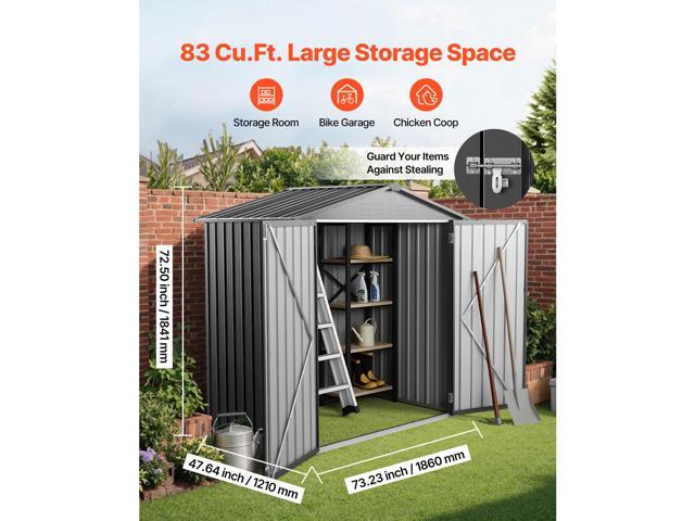 6 x 4 FT Metal Garden Shed, Outdoor Storage Shed with Lockable Doors & 4 Louver Vents, Peak Roof Metal Sheds Outdoors Storage, Storaged Sheds...