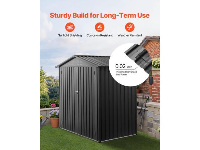 6 x 4 FT Metal Garden Shed, Outdoor Storage Shed with Lockable Doors & 4 Louver Vents, Peak Roof Metal Sheds Outdoors Storage, Storaged Sheds...