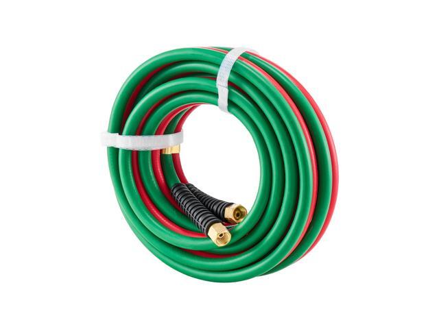 Oxygen Acetylene Hose, 1/4-Inch x 15FT Oxy Acetylene Hose with 9/16'-18 B Fitting, 300PSI T Grade Welding Cutting Torch Twin Hose, Compatible with...