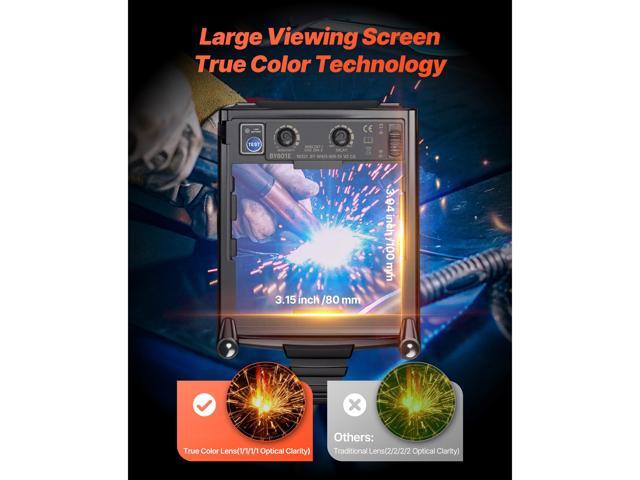 VEVOR Welding Helmet Auto Darkening 3.94' x 3.15' True Color Welding Hood Mask