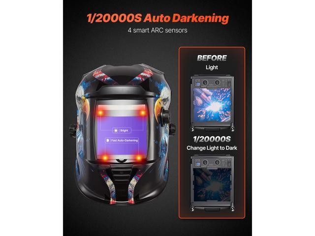 VEVOR Welding Helmet Auto Darkening 3.94' x 3.15' True Color Welding Hood Mask