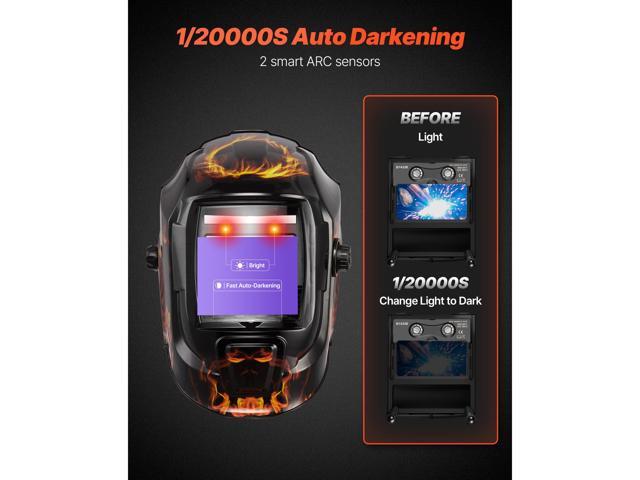 Welding Helmet Auto Darkening, 3.66' x 1.69' True Color Welding Hood, Solar-Powered Welder Mask 2 Arc Sensors, Shade 4/9-13 for TIG MIG ARC Weld...