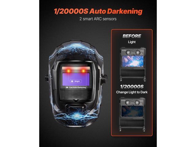 VEVOR Welding Helmet Auto Darkening 3.66' x 1.69' True Color Welding Mask Hood