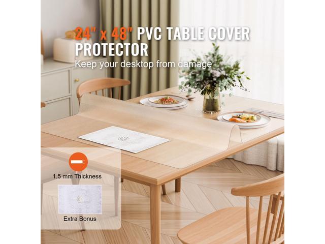 Plastic Table Cover, 24 x 48 Inch 1.5 mm Thick Frosted Table Protector, Rectangle PVC Desk Mat, Waterproof & Easy Cleaning Desk Pad Tablecloth, for...