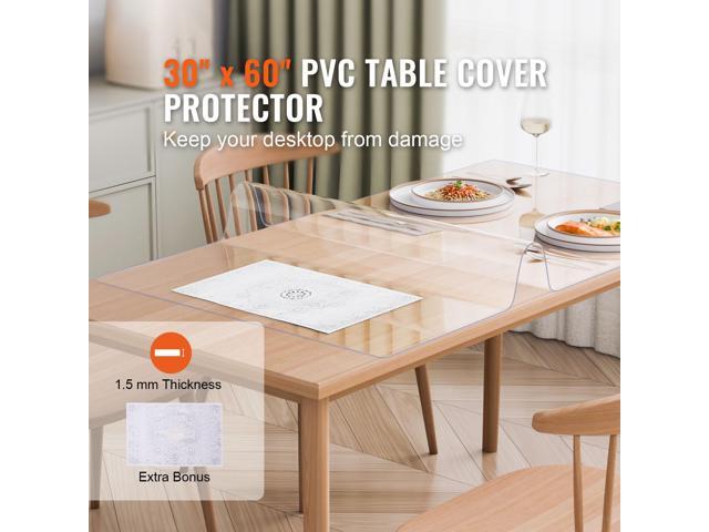 Plastic Table Cover, 30 x 60 Inch 1.5 mm Thick Clear Table Protector, Rectangle PVC Desk Mat, Waterproof & Easy Cleaning Desk Pad Tablecloth, for...