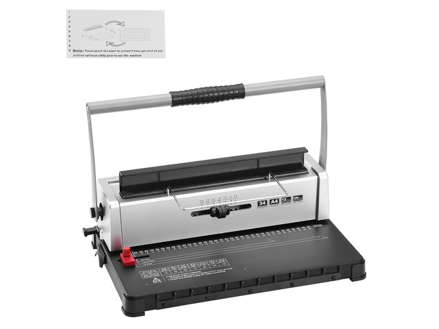 Coil Spiral Binding Machine, Manual Book Maker 34-Holes Binding 120 Sheets, Punch Binder with Adjustable 3/16' - 9/16' Coil Binding Spines and Side...