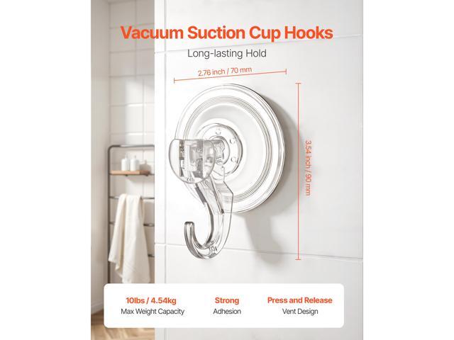 Suction Cup Hooks 6 Pack, 2.76 x 3.54 x 1.57 inch, 10 LBS Max Load Clear Shower Suction Cups, Strong and Reusable Heavy Duty Wall Holder, for...