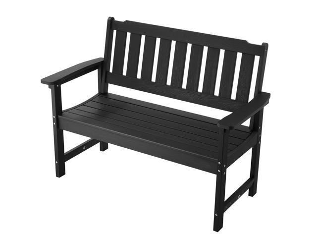 Outdoor Bench, 50.5 inch, 800 lbs Weight Capacity for 2-3 Persons, Weatherproof Plastic Frame with Backrest and Wide Armrests, Outside Bench for...