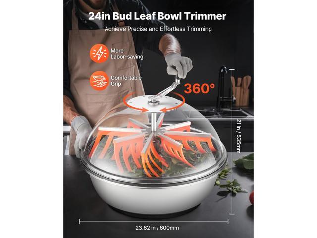 Bud Leaf Bowl Trimmer, 24 in Manual Bud Trimmer, with Sharp Stainless Steel Blades, Visual Cutting, Wet & Dry Hydroponic Cutting Machine, Twisted...