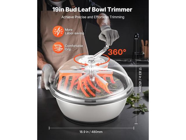 Bud Leaf Bowl Trimmer, 19 in Manual Bud Trimmer, with Sharp Stainless Steel Blades, Visual Cutting, Wet & Dry Hydroponic Cutting Machine, Twisted...
