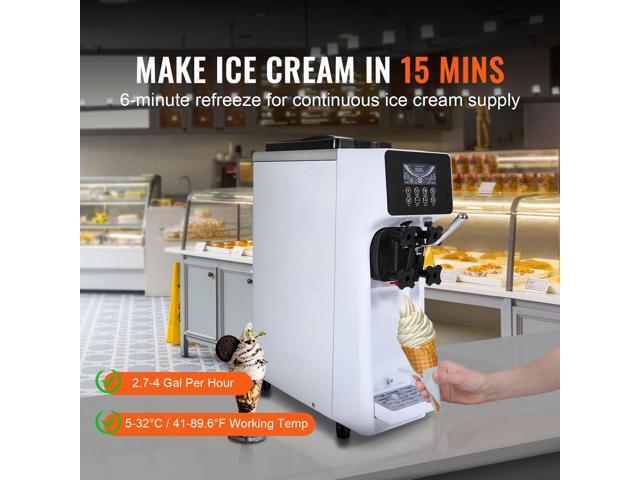 Commercial Ice Cream Machine, 10.6 QT/H Yield, 1000W Single Flavor Countertop Soft Serve Ice Cream Maker, with 4L Hopper 1.6L Cylinder, LCD Panel...