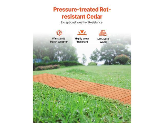 Wooden Garden Pathway, 12 ft L x 22 in W, Non-Slip Straight Garden Walkway, Roll Out Cedar Outdoor Walkway Path with Wire Rope Connection,...